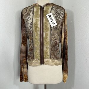 Jaipur Jacket Womens S Velvet Multi Hoodie Boho‎ Patchwork Whimsical